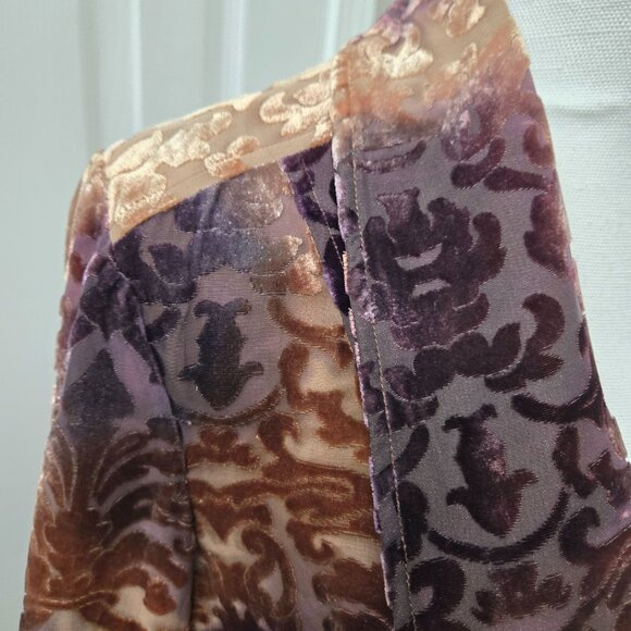 Sundance Blazer Womens 8 Firelight Silk blend Velvet Burnout Purple Brown Boho - Picture 8 of 10